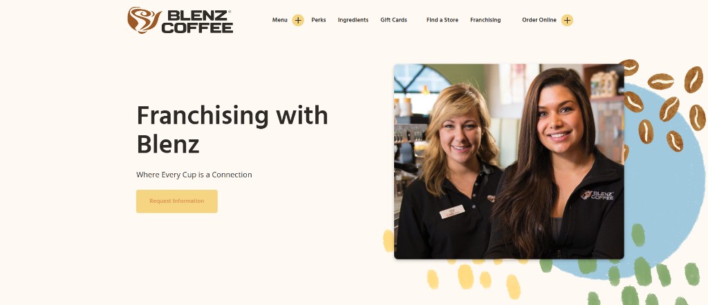 Older Blenz franchising page — full view